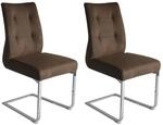 Schwingstuhl MARLEN-XXL 2er-Set dunkelbraun Vintage Chrom Stoff Metall B/H/T: ca.