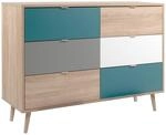 Kommode Cuba Eiche Sonoma Nachbildung wei&szlig; grau petrol B/H/T: ca. 120x87x40 cm