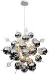 N&auml;ve Leuchten Pendelleuchte Chrom Glas Metall B/H/T/D: ca. 65x193x65x65 cm G9 10