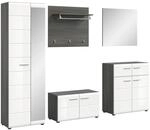 Garderobe SALSA Eiche Rauchsilber Nachbildung wei&szlig; Hochglanz B/H/T: ca. 250x192x37