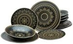 CreaTable Tafelservice MANDALA GOLD schwarz Steinzeug 12 tlg.