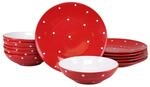 CreaTable Tafelservice Polka Dots wei&szlig; Steinzeug 12 tlg.