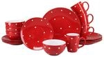 CreaTable Kombiservice Polka Dots wei&szlig; Steinzeug 16 tlg.