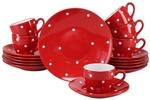 CreaTable Kaffeeservice Polka Dots wei&szlig; Steinzeug 18 tlg.