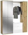 Garderobe PROJEKT Eiche Artisan Nachbildung wei&szlig; Hochglanz Spiegel B/H/T: ca.