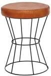 Wohnling Sitzhocker braun schwarz Leder Eisen B/H/T: ca. 35x48x35 cm