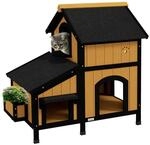 PawHut Katzen-Zubeh&ouml;r gelb Holz B/H/L: ca. 65x96x85,5 cm