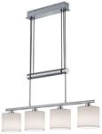 TRIO Pendelleuchte Garda nickel matt wei&szlig; Metall Textil B/H/T: ca. 77x150x13...