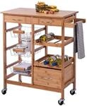 Zeller K&uuml;chenrollwagen braun Bambus B/H/L: ca. 36x84x66 cm
