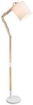 GLOBO Stehlampe Mattis wei&szlig; Metall Holz B/H/L: ca. 25x172x75 cm E27 1...