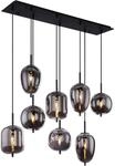 GLOBO Pendelleuchte Blacky 15345-8 schwarz Rauch Metall Glas B/H/T: ca. 94x120x34 cm