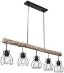 GLOBO Pendelleuchte 15326-5N schwarz natur Holz Metall B/H: ca. 104x140 cm E27 5