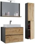 Waschplatz 4tlg-Lendas anthrazit Eiche Honig Nachbildung wei&szlig; B/H/T: ca. 60x52x52 cm