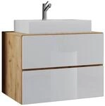 Badblock 2tlg-Lendas wei&szlig; Eiche Honig Nachbildung wei&szlig; B/H/T: ca. 80x52x52 cm