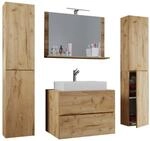 Waschplatz 5tlg-Lendas wei&szlig; Eiche Honig Nachbildung B/H/T: ca. 80x52x52 cm