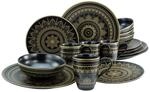 CreaTable Kombiservice MANDALA GOLD schwarz Steinzeug 16 tlg.