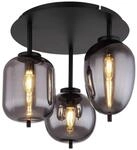 GLOBO Deckenleuchte Blacky mattschwarz Metall Rauchglas H/D: ca. 36x46 cm E14 3