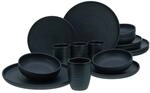 CreaTable Kombiservice Uno Black Lava Stone schwarz Steinzeug 16 tlg.