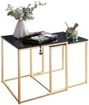 Beistelltisch 2er-Set schwarz Lack matt gold lackiert MDF Metall