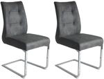 Schwingstuhl MARLEN-XXL 2er-Set anthrazit Vintage Chrom Stoff Metall B/H/T: ca.
