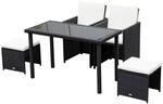Outsunny Sitzgruppe schwarz Polyrattan