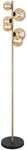 GLOBO Stehlampe RIHA schwarz amber messing Glas Metall B/H/L: ca. 26,5x155x28,5 cm G9