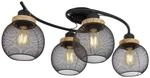 GLOBO Deckenleuchte Pablo mattschwarz natur Metall Holz B/H/T: ca. 60x22x35 cm