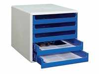 M&M Schubladenbox blau 30050911, DIN A4 mit 5 Schubladen 3005-0911