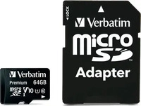 Verbatim 44084, verbatim Speicherkarte microSDXC-Card Premium, 64 GB, 1 St.