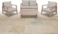 Garden Pleasure Loungegruppe SAN MATEO beige, braun Holz, 4-teilig