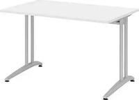 HAMMERBACHER BS12 Schreibtisch wei&szlig; rechteckig, C-Fu&szlig;-Gestell silber 120,0 x...