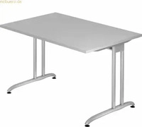 HAMMERBACHER BS12 Schreibtisch lichtgrau rechteckig, C-Fu&szlig;-Gestell silber 120,0 x