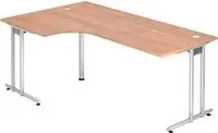 HAMMERBACHER NS82 Schreibtisch nussbaum L-Form, C-Fu&szlig;-Gestell silber 200,0 x