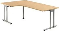 HAMMERBACHER NS82 Schreibtisch buche L-Form, C-Fu&szlig;-Gestell silber 200,0 x 80,0/120,0