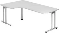 HAMMERBACHER NS82 Schreibtisch wei&szlig; L-Form, C-Fu&szlig;-Gestell silber 200,0 x 80,0/120,0