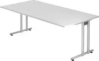 HAMMERBACHER Prokura Schreibtisch wei&szlig; rechteckig, C-Fu&szlig;-Gestell silber 200,0 x