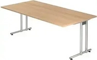 HAMMERBACHER Prokura Schreibtisch eiche rechteckig, C-Fu&szlig;-Gestell silber 200,0 x