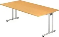 HAMMERBACHER Prokura Schreibtisch buche rechteckig, C-Fu&szlig;-Gestell silber 200,0 x
