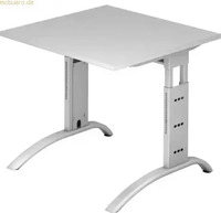 HAMMERBACHER Savona h&ouml;henverstellbarer Schreibtisch lichtgrau quadratisch,