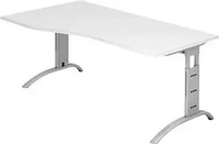 HAMMERBACHER Savona h&ouml;henverstellbarer Schreibtisch wei&szlig; Trapezform, C-Fu&szlig;-Gestell