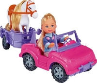 Simba Jeep Pferdeanh&auml;nger mit Pony Evi LOVE Puppe