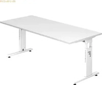 HAMMERBACHER OS 19 h&ouml;henverstellbarer Schreibtisch wei&szlig; rechteckig, C-Fu&szlig;-Gestell