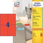 AVERY Zweckform 3456, AVERY Zweckform Etiketten 3456 rot 105,0 x 148,0 mm, 100...