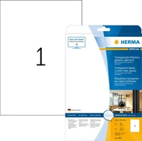 Herma 8020, HERMA Folienetiketten 8020 transparent 210,0 x 297,0 mm, 25 Blatt