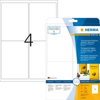 Herma 8019, HERMA Folienetiketten 8019 transparent 99,1 x 139,0 mm, 25 Blatt