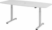 HAMMERBACHER Konferenztisch XMST22 lichtgrau Tonnenform, T-Fu&szlig;-Gestell silber, 220,0