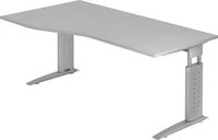 HAMMERBACHER US18 h&ouml;henverstellbarer Schreibtisch lichtgrau Trapezform,