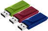 Verbatim USB-Sticks Slider rot, blau, grün 16 GB