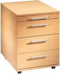 HAMMERBACHER Basic 1606 Rollcontainer buche 4 Ausz&uuml;ge 42,8 x 58,0 x 59,0 cm