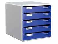LEITZ Schubladenbox Post-Set blau 5280-00-35, DIN A4 mit 5 Schubladen
